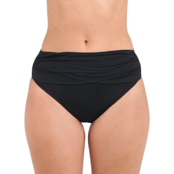 La Blanca Bikini Bottom Womens 16 Black Island Goddess Mid-Waist Sash Band Beach - Picture 2 of 10